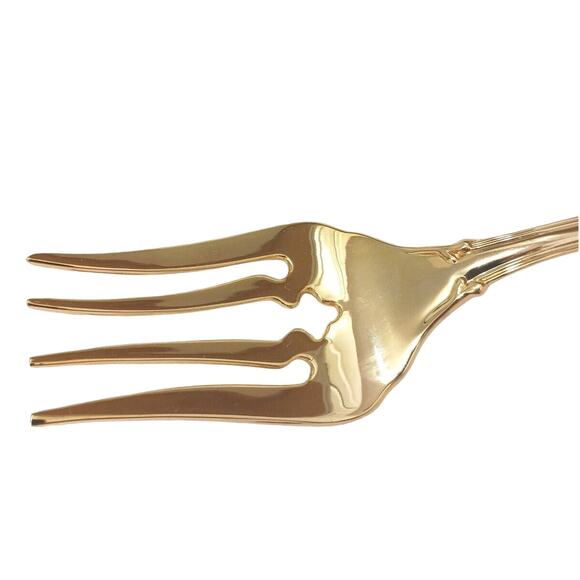 F.B. Rogers Gold SERVING FORK Chippendale Gold Electroplate HOLIDAY Wedding VNTG - Picture 7 of 8
